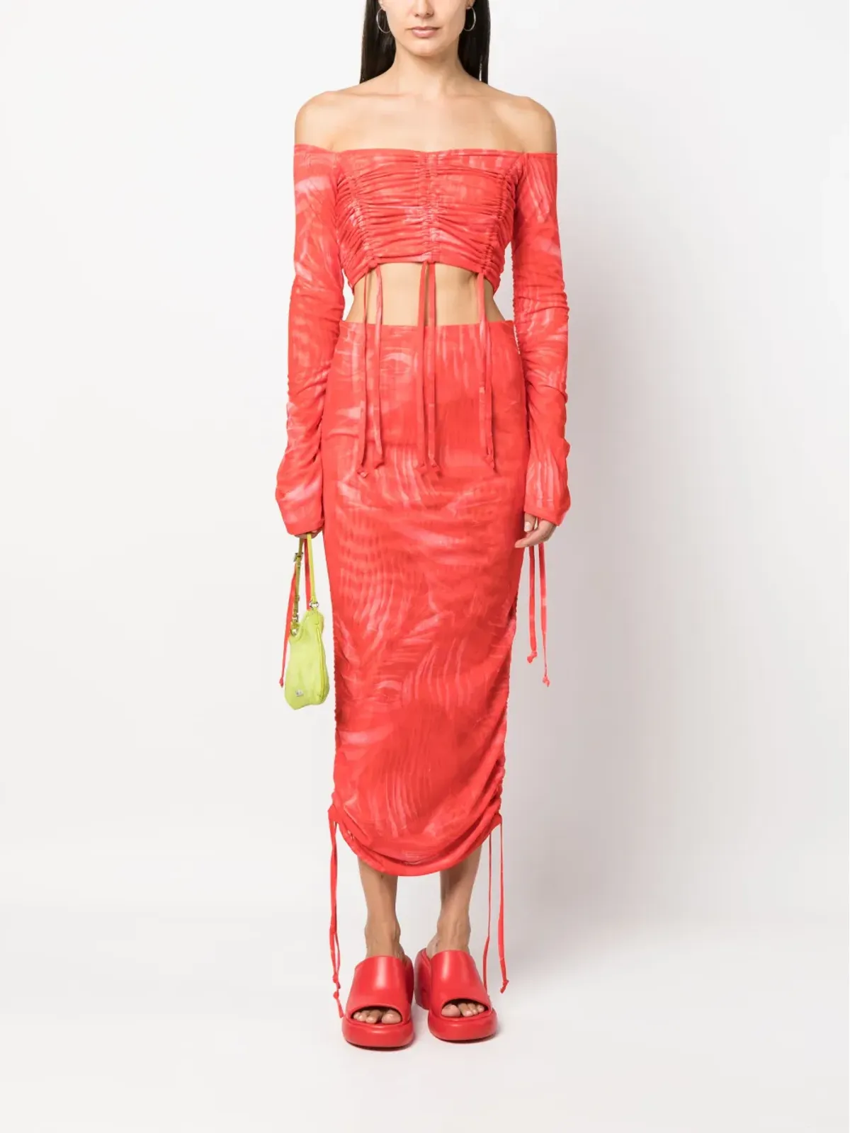 CANNARI CONCEPT プリーツ加工クロップトップ - Red - 画像2