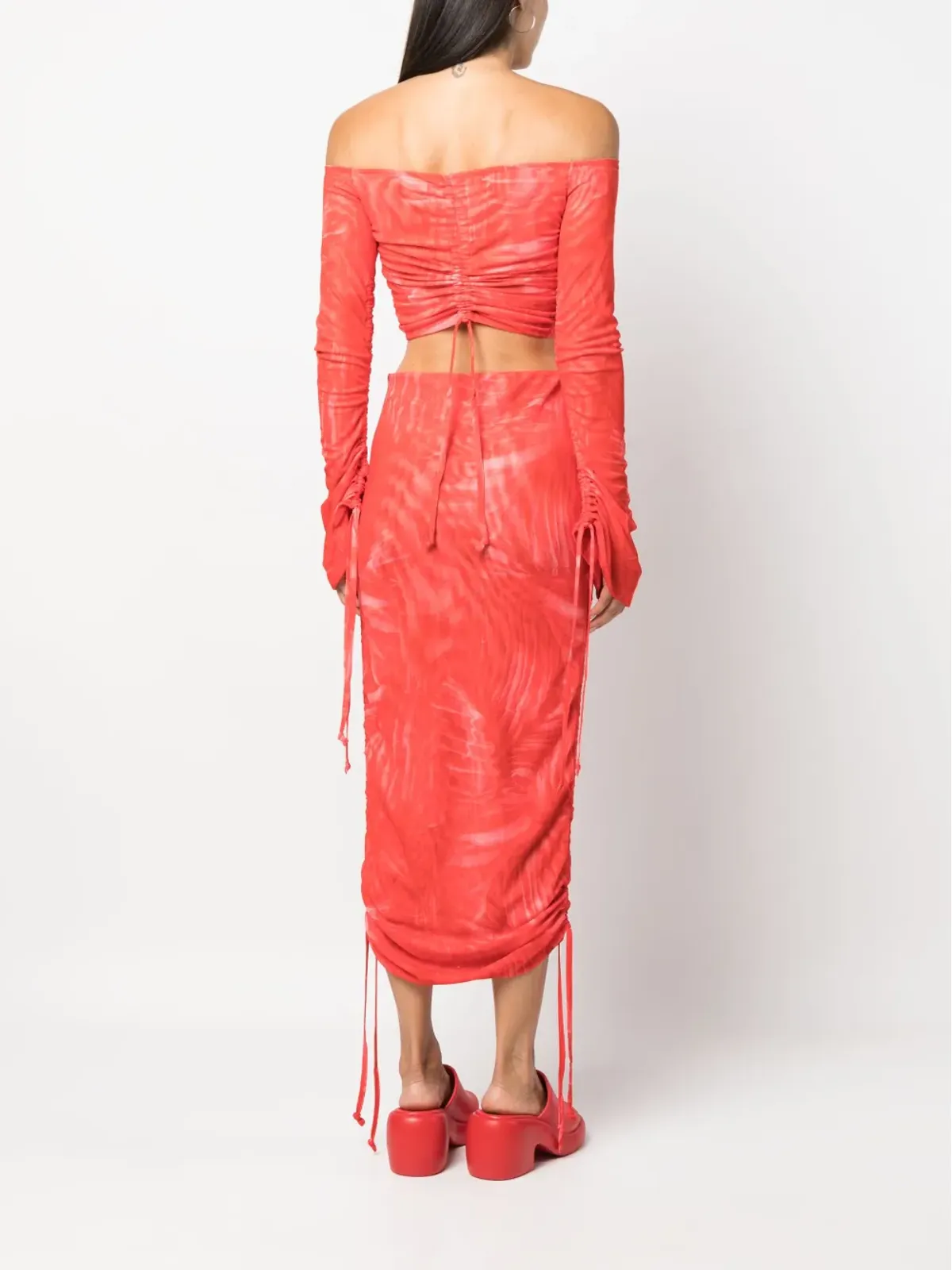 CANNARI CONCEPT プリーツ加工クロップトップ - Red - 画像4
