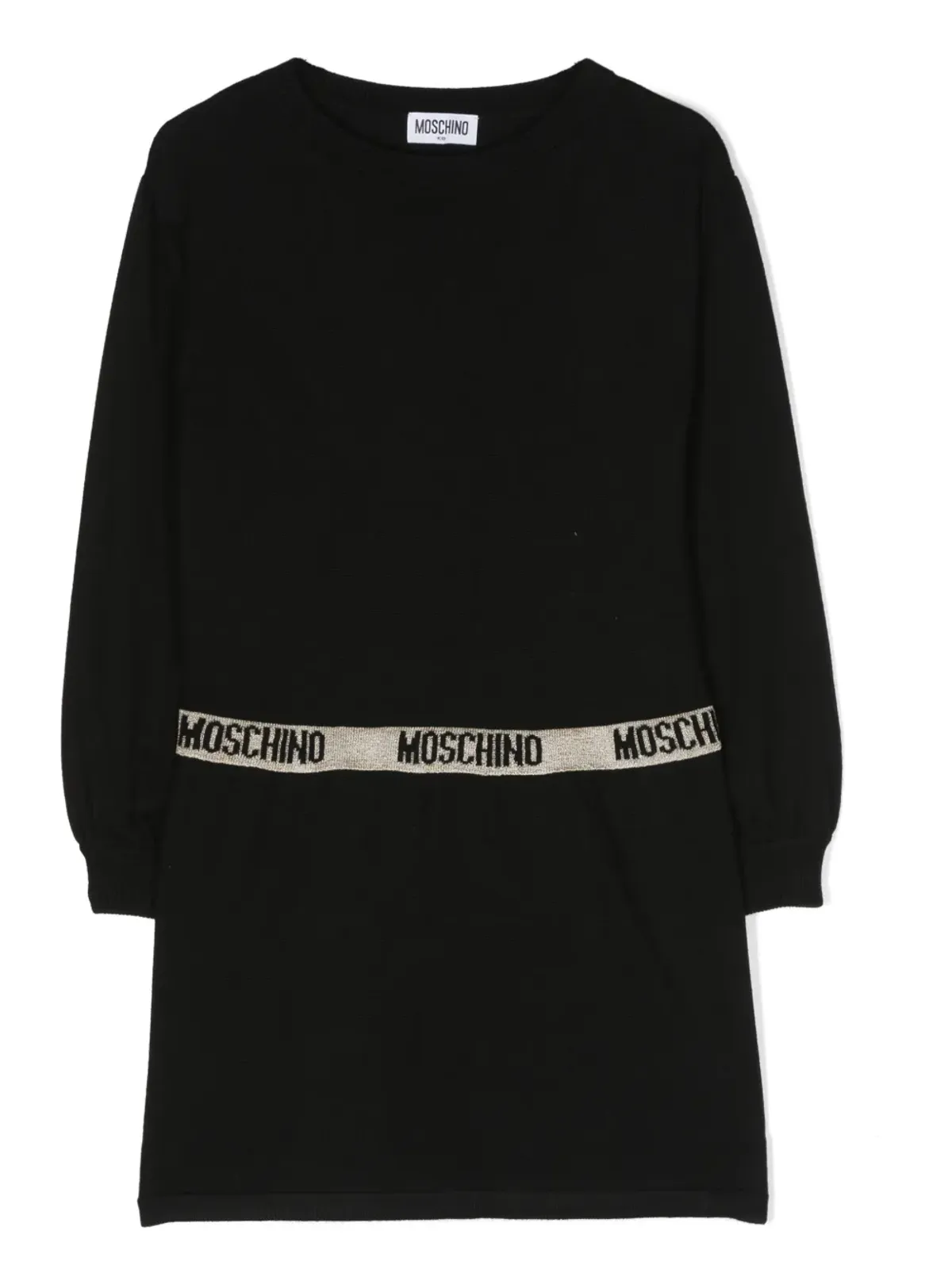 Moschino Kids ロゴウェストバンド長袖ドレス - 画像1