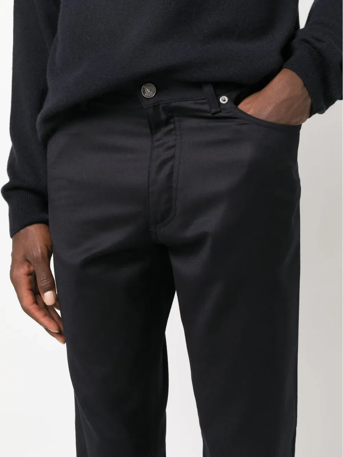 Zegna ロゴパッチ ウール スリムフィット パンツ ブルー - 画像5