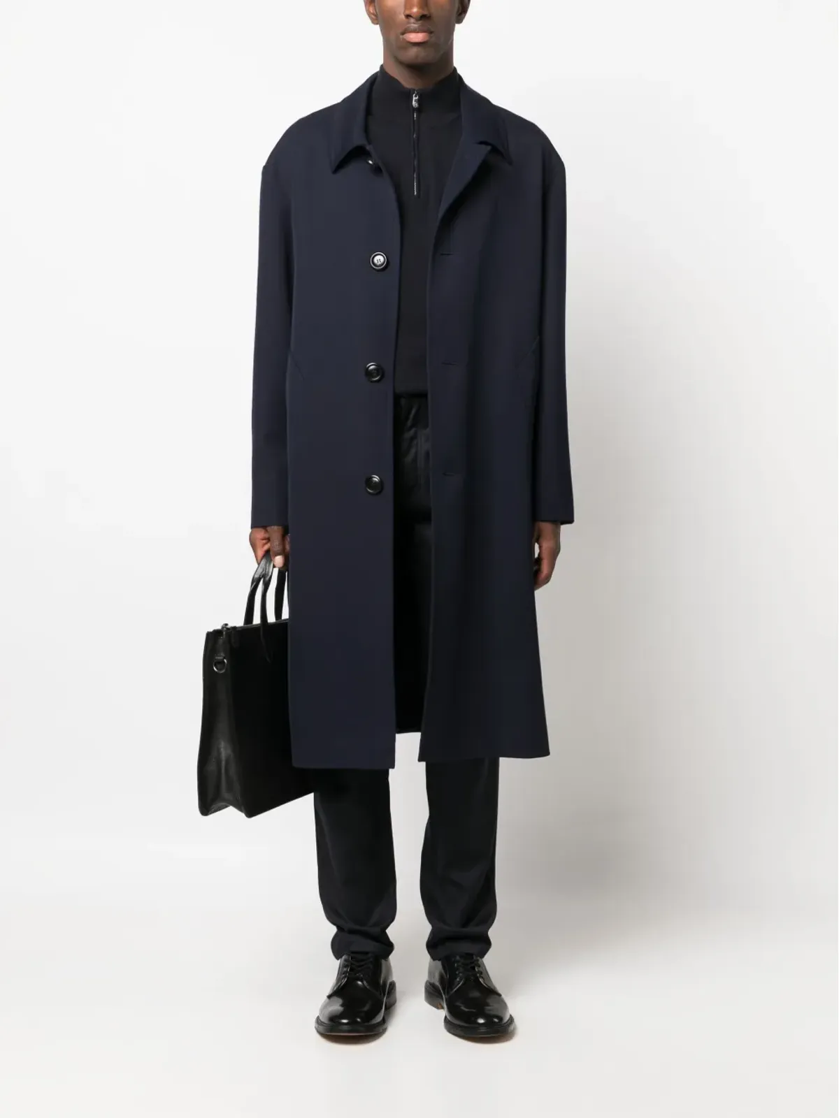 Zegna ロゴパッチ ウール スリムフィット パンツ ブルー - 画像2