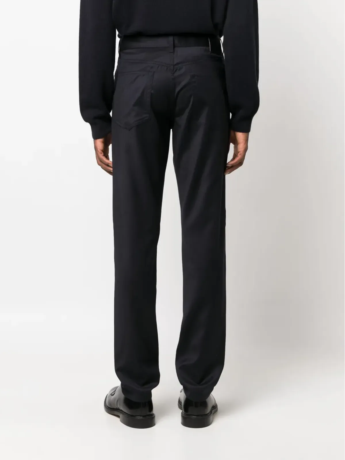 Zegna ロゴパッチ ウール スリムフィット パンツ ブルー - 画像4