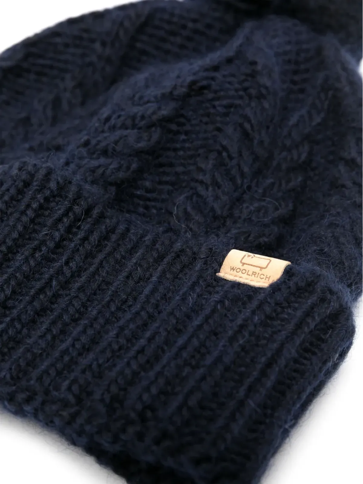 Woolrich ロゴパッチ ケーブルニット ビーニー - 画像2