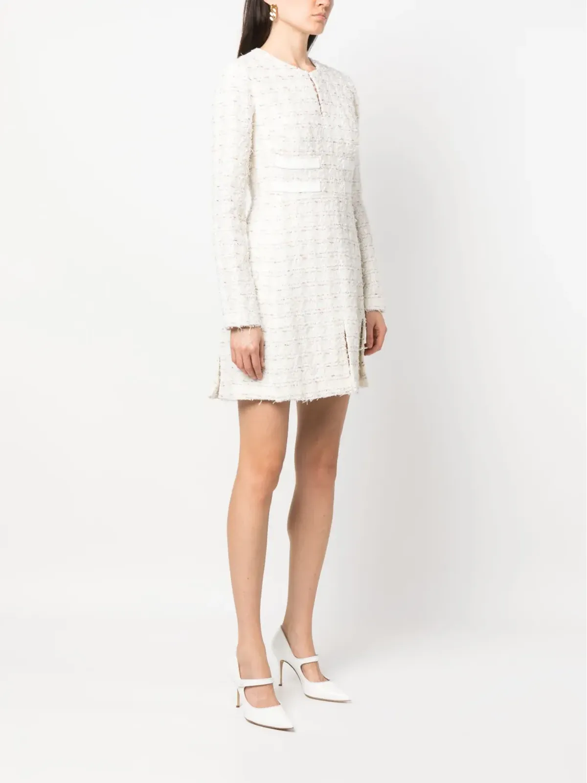 Giambattista Valli ロングスリーブ ツイード ミニドレス - 画像3