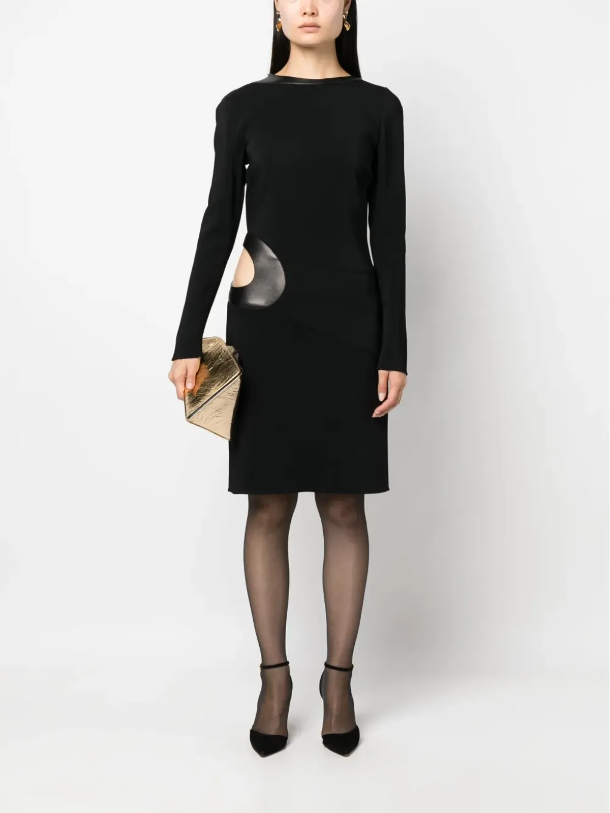 TOM FORD カットアウト長袖ドレス - ブラック - 画像2