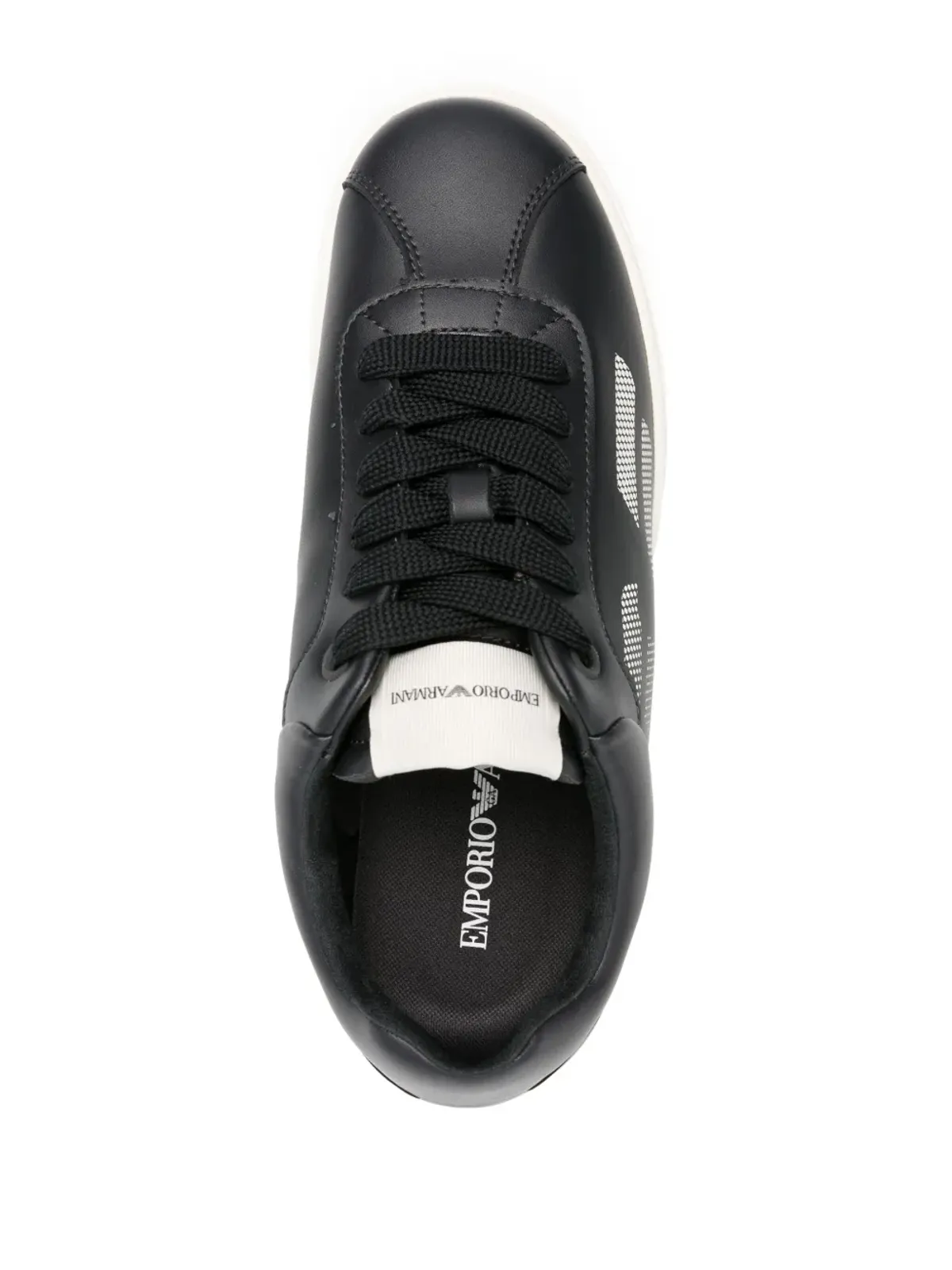 Emporio Armani イーグルプリント レザースニーカー（ネイビー） - 画像4