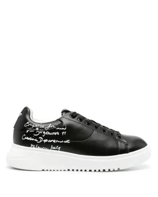 Emporio Armani カリグラフィープリント レザー スニーカー - サムネイル1