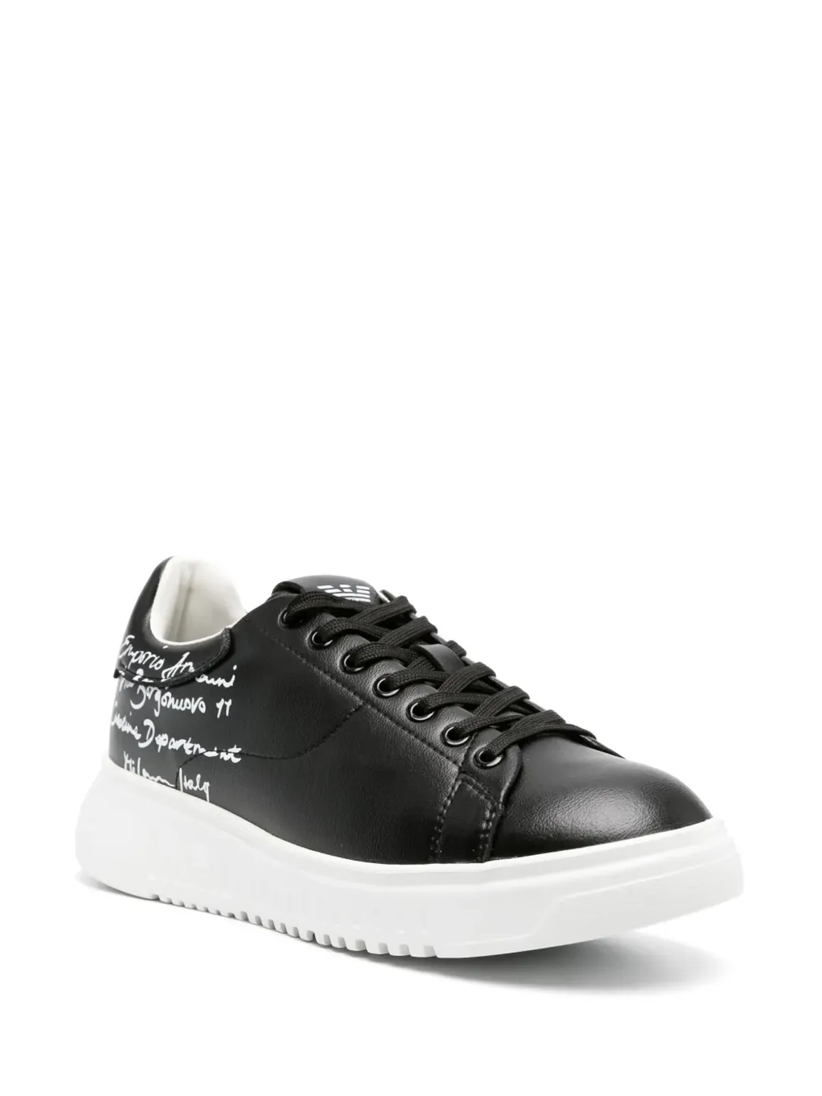 Emporio Armani カリグラフィープリント レザー スニーカー - 画像2