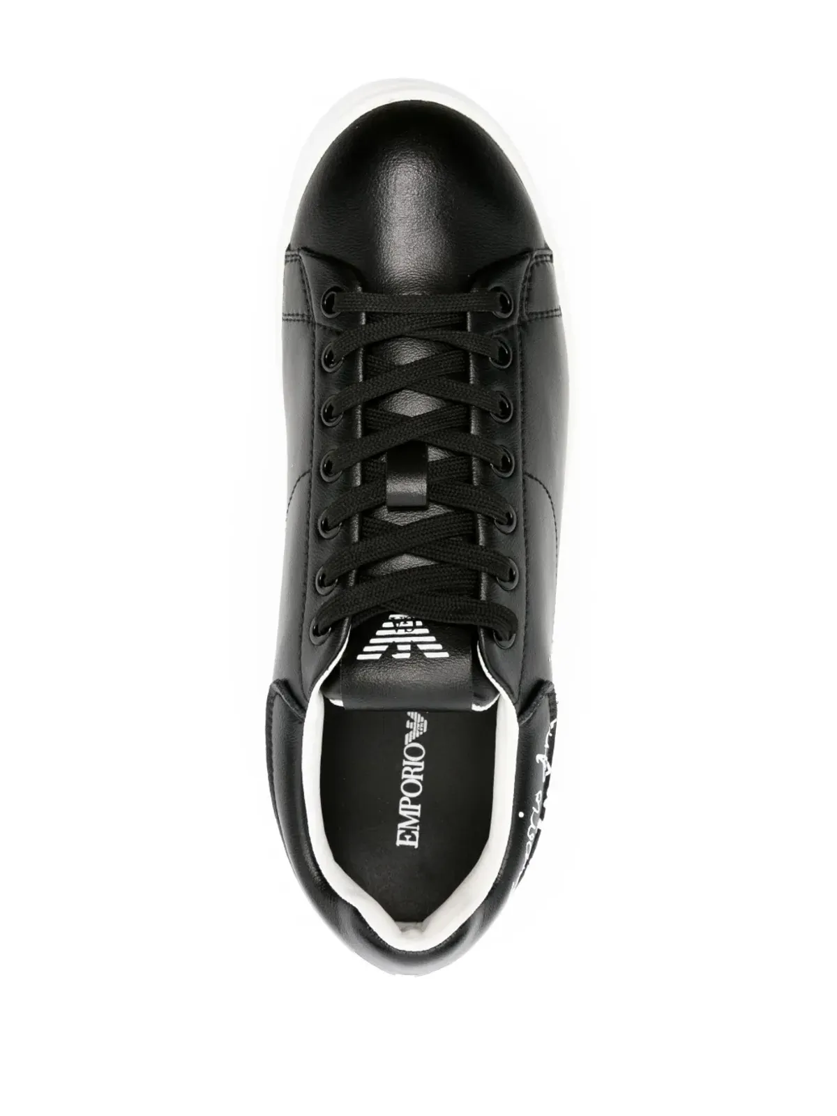 Emporio Armani カリグラフィープリント レザー スニーカー - 画像4