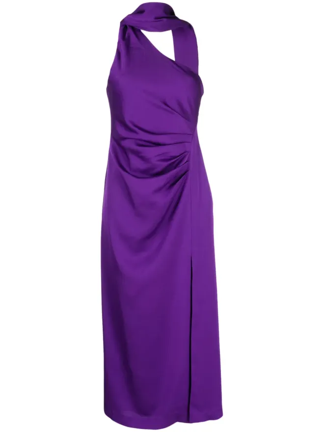 MISHA MISHA Estra satin-finish scarf-detail dress - Purpleの商品画像