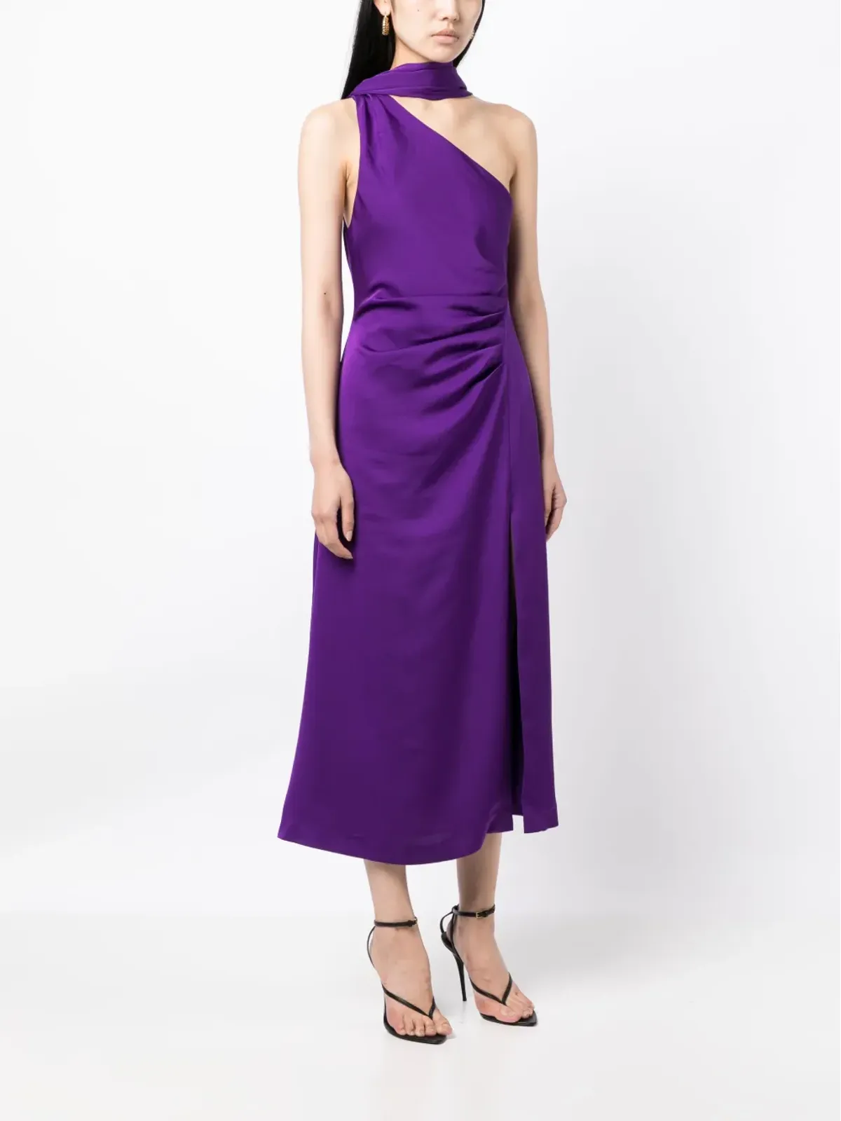 MISHA Estra satin-finish scarf-detail dress - Purple - 画像3
