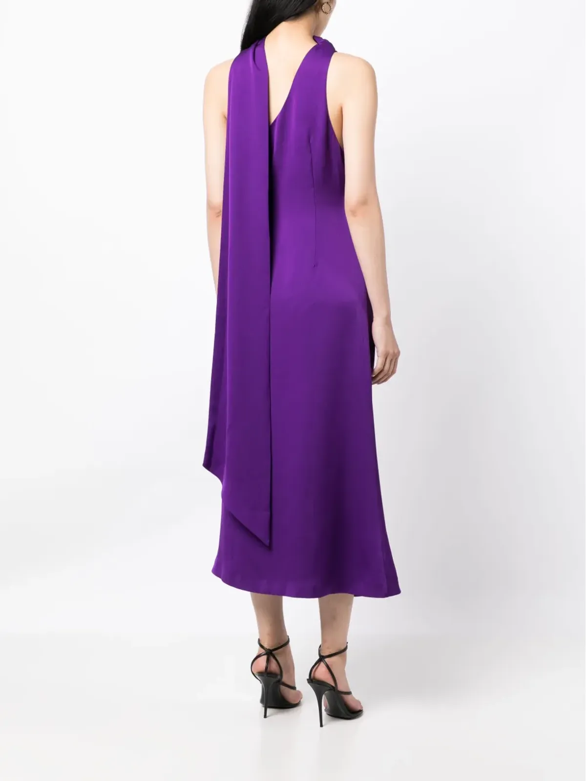 MISHA Estra satin-finish scarf-detail dress - Purple - 画像4