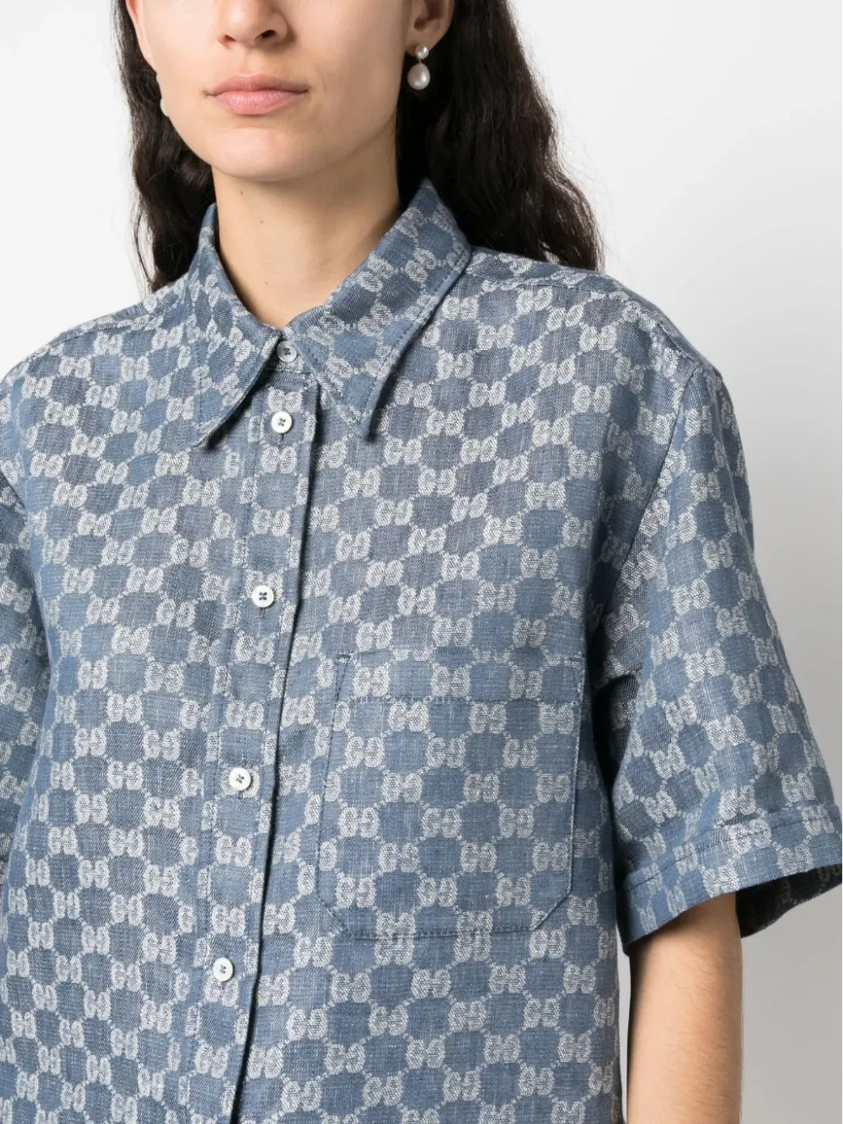 Gucci GGリネンジャカードシャツ - 画像5