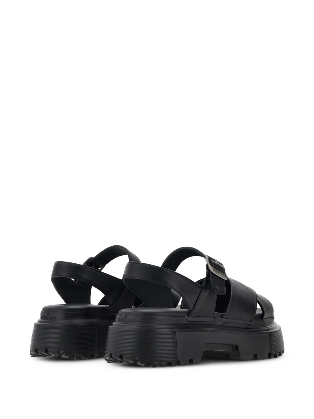Hogan クロスオーバーストラップ フラットサンダル ブラック - 画像3