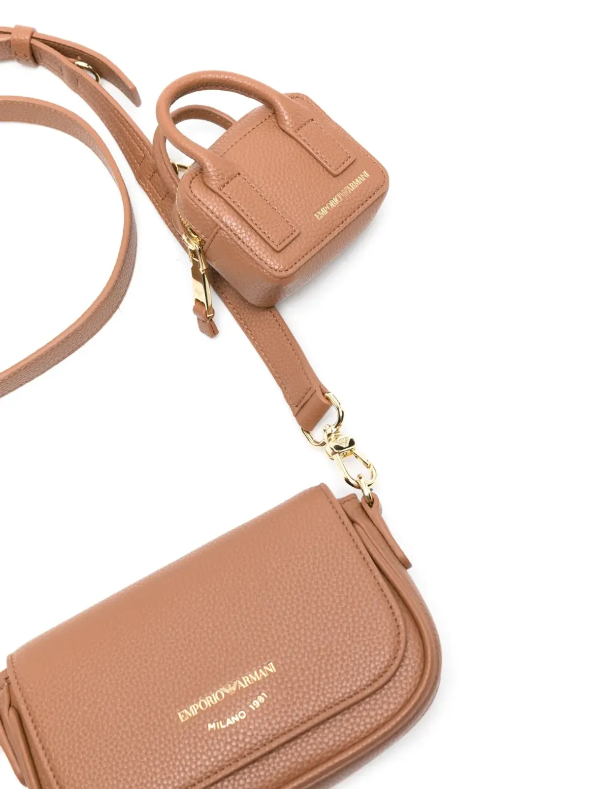 Emporio Armani ロゴレタリング付き ピーベルド クロスボディバッグ - ブラウン - 画像4