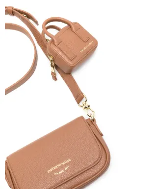 Emporio Armani ロゴレタリング付き ピーベルド クロスボディバッグ - ブラウン - サムネイル4