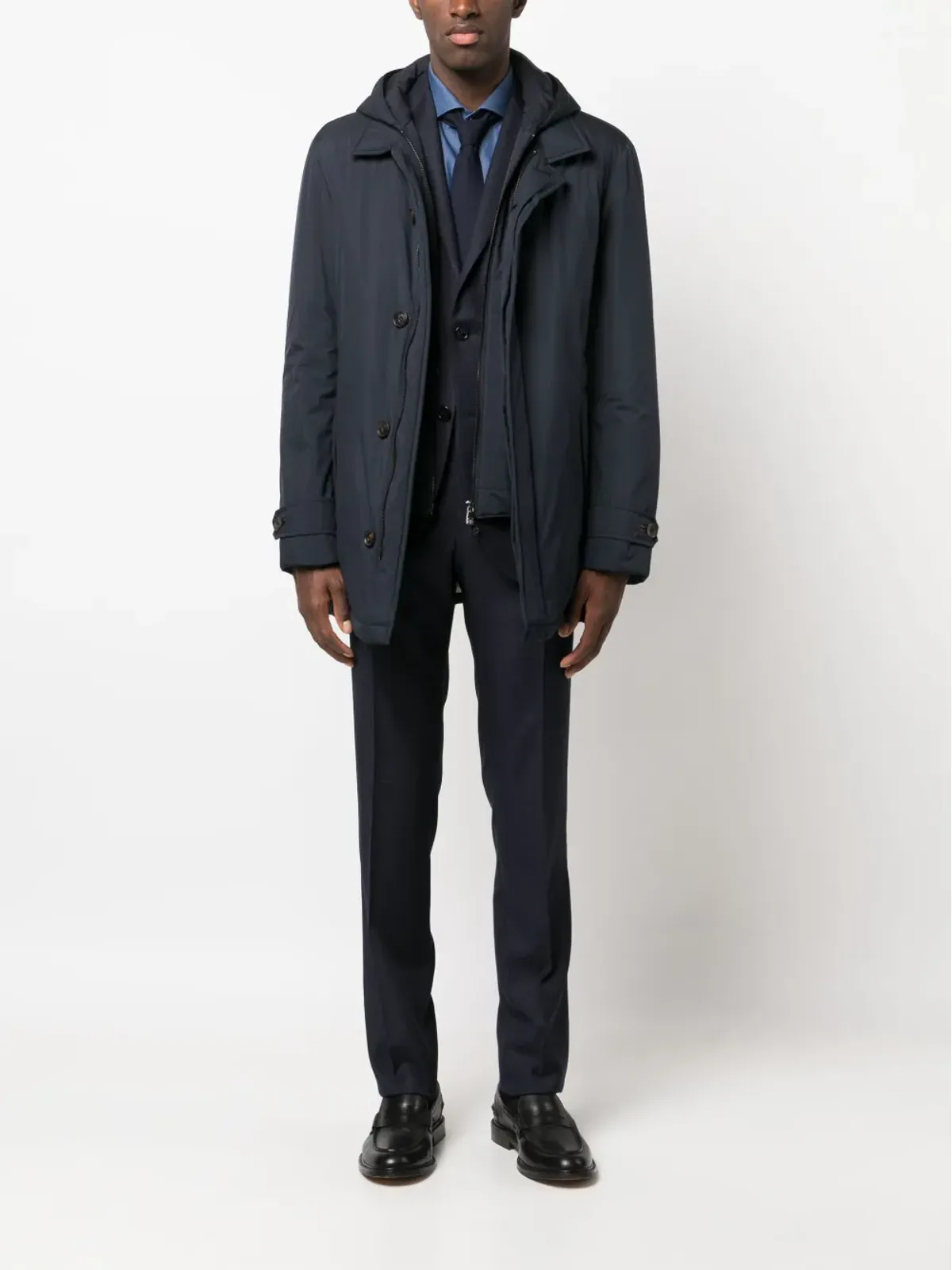 Corneliani スプレッドカラーのパッド入りフード付きジャケット - 画像2