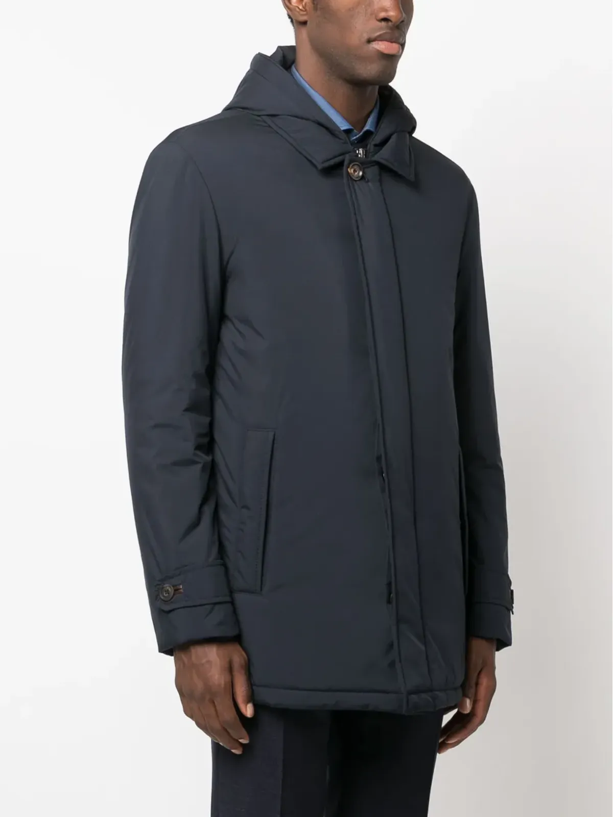 Corneliani スプレッドカラーのパッド入りフード付きジャケット - 画像3