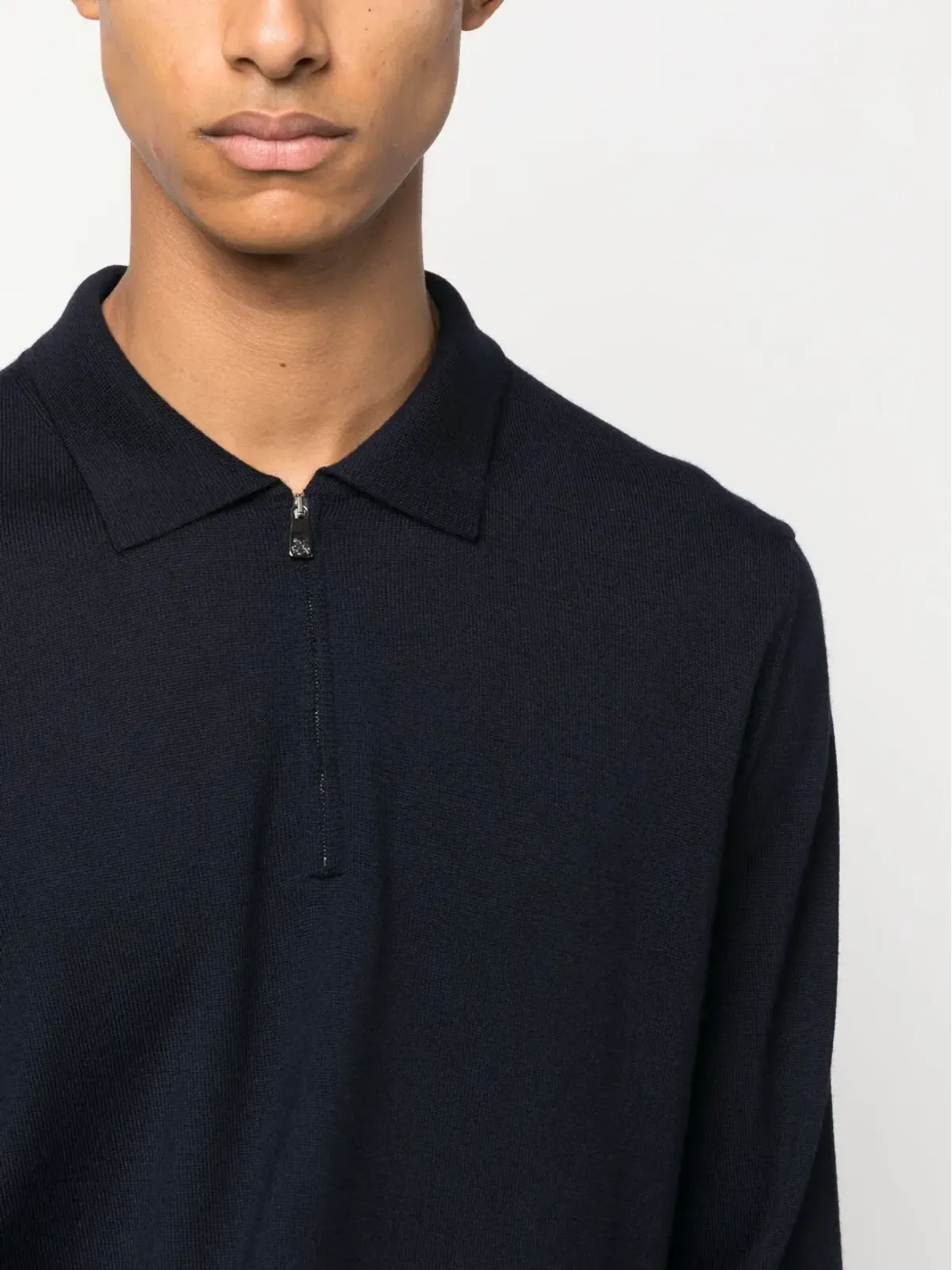 Corneliani ジップアップ ヴァージンウール ポロシャツ - 画像5