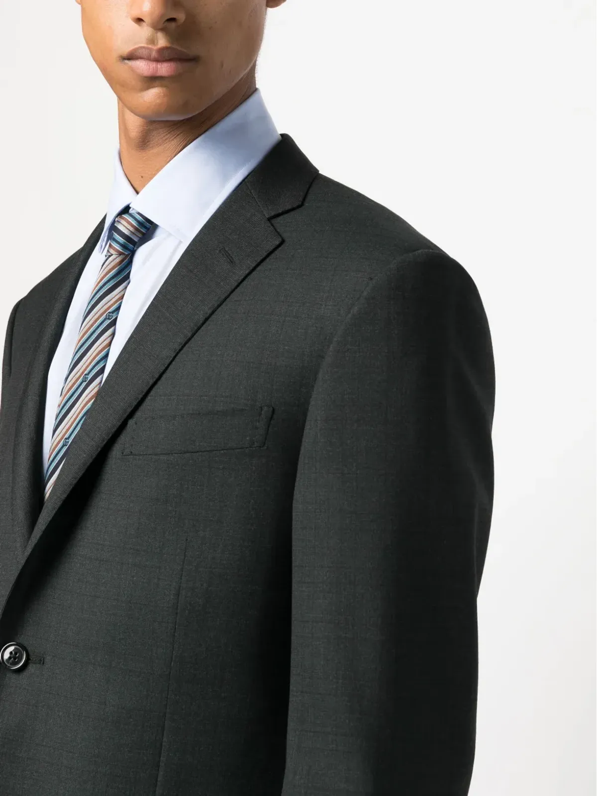 Corneliani シングルブレスト ウールスーツ グレー - 画像5