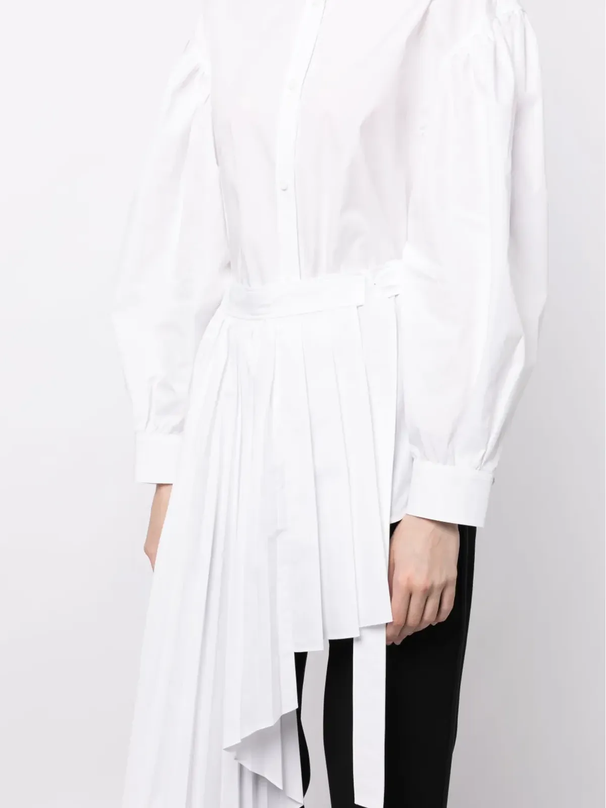 Juun.J アシンメトリックプリーツミニシャツドレス - White - 画像5