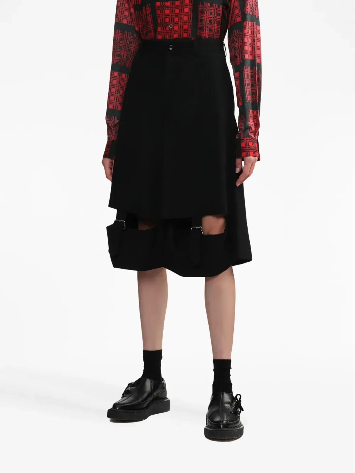 Black Comme Des Garçons バックルディテール ウールショーツ - 画像3