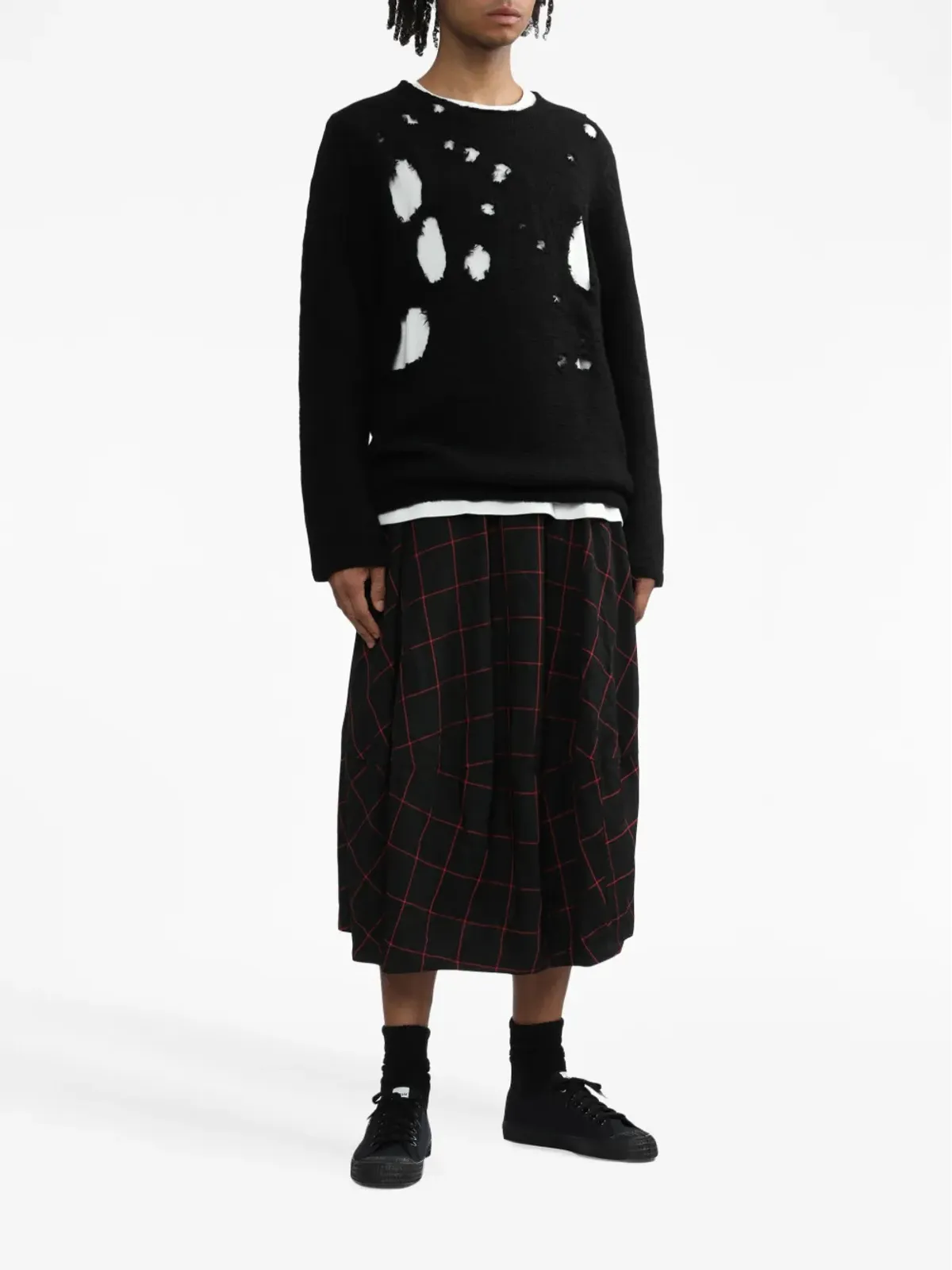 Black Comme Des Garçons ダメージ加工ウールジャンパー - 画像2