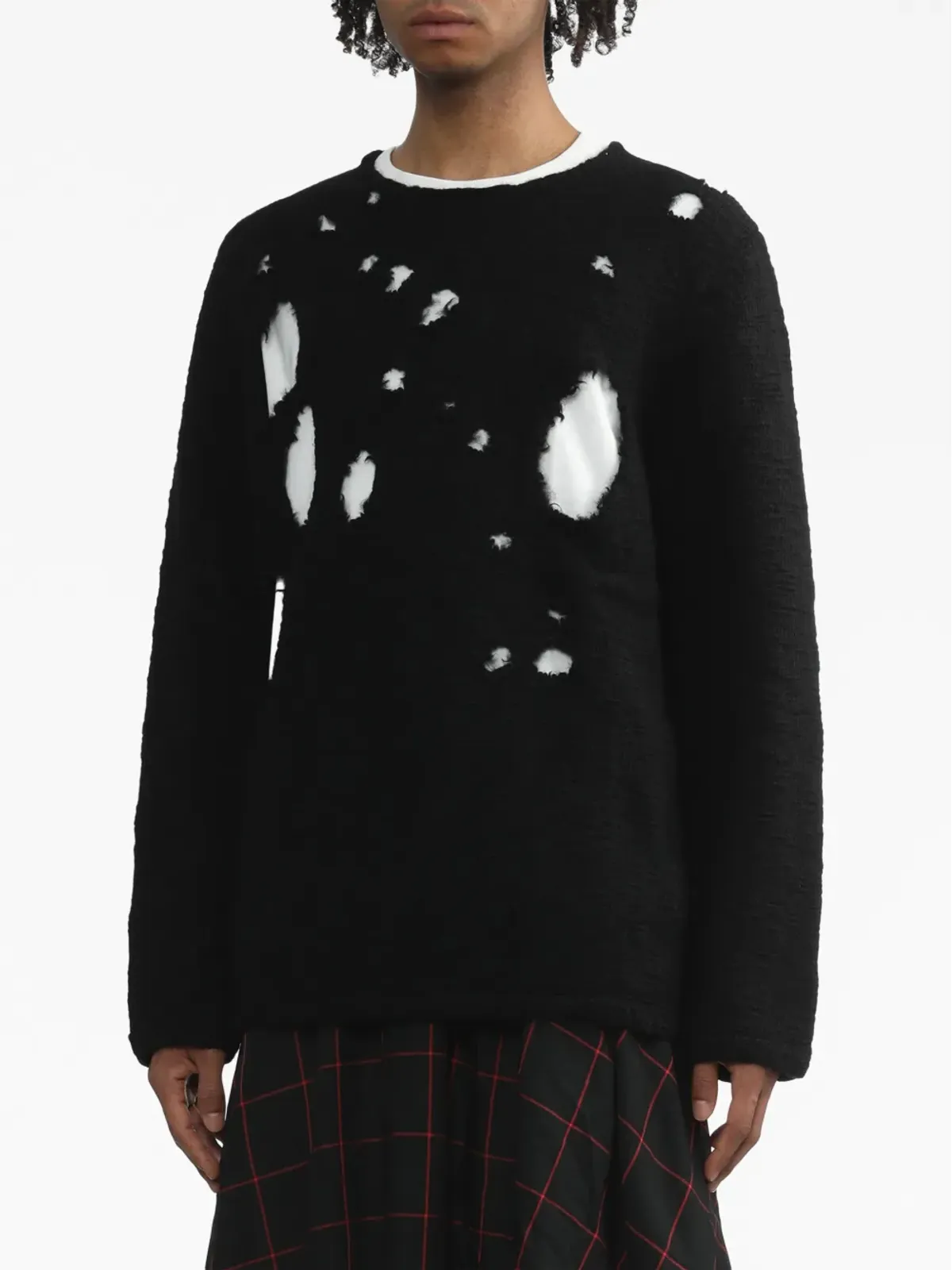 Black Comme Des Garçons ダメージ加工ウールジャンパー - 画像4