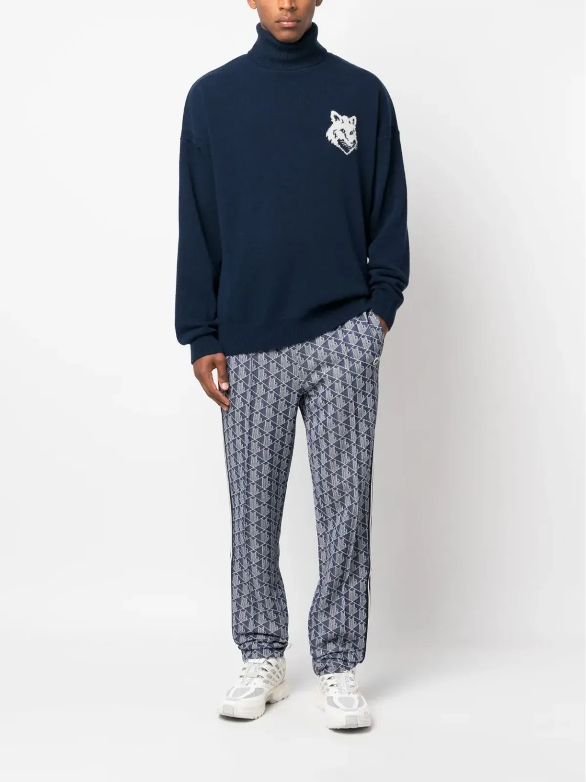 Maison Kitsuné インターシャ編みのフォックスヘッド ウールジャンパー - 画像2