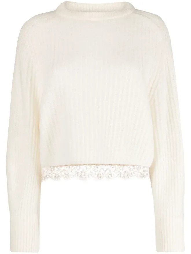 Fabiana Filippi Fabiana Filippi レーストリムのリブ編みセーターの商品画像