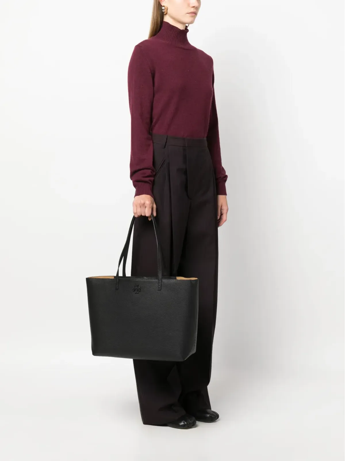 Tory Burch McGraw レザー トートバッグ - ブラック - 画像2