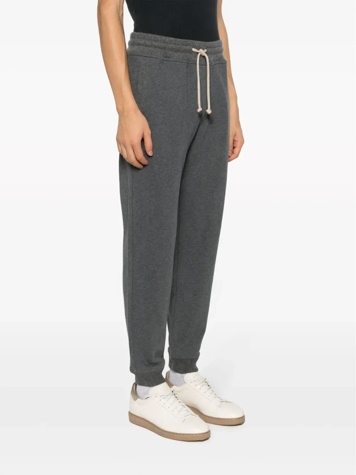 Brunello Cucinelli メランジ風ドローコードウエストパンツ - 画像3
