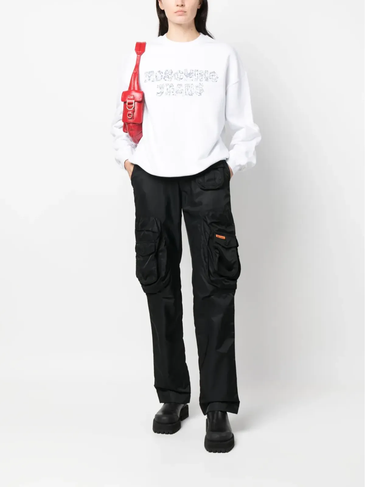 MOSCHINO JEANS ロゴプリント綿スウェットシャツ - 画像2