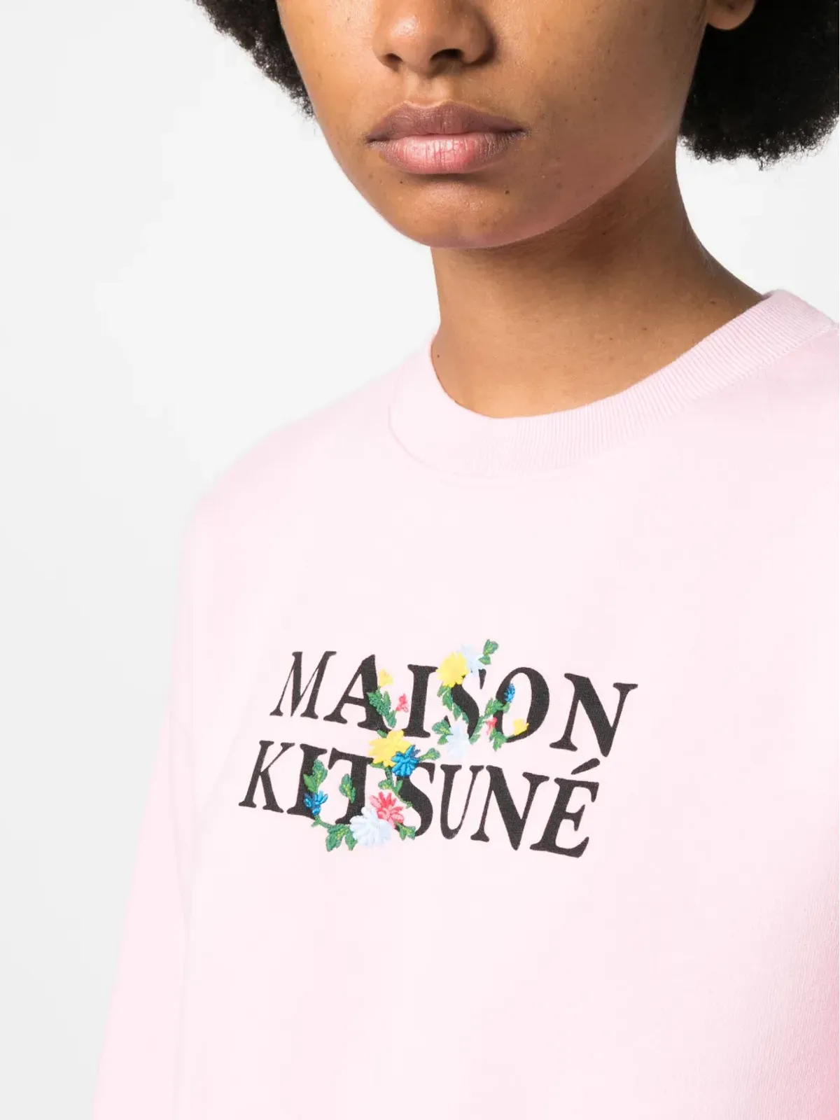 Maison Kitsuné ロゴプリント コットン スウェットシャツ（ピンク） - 画像5