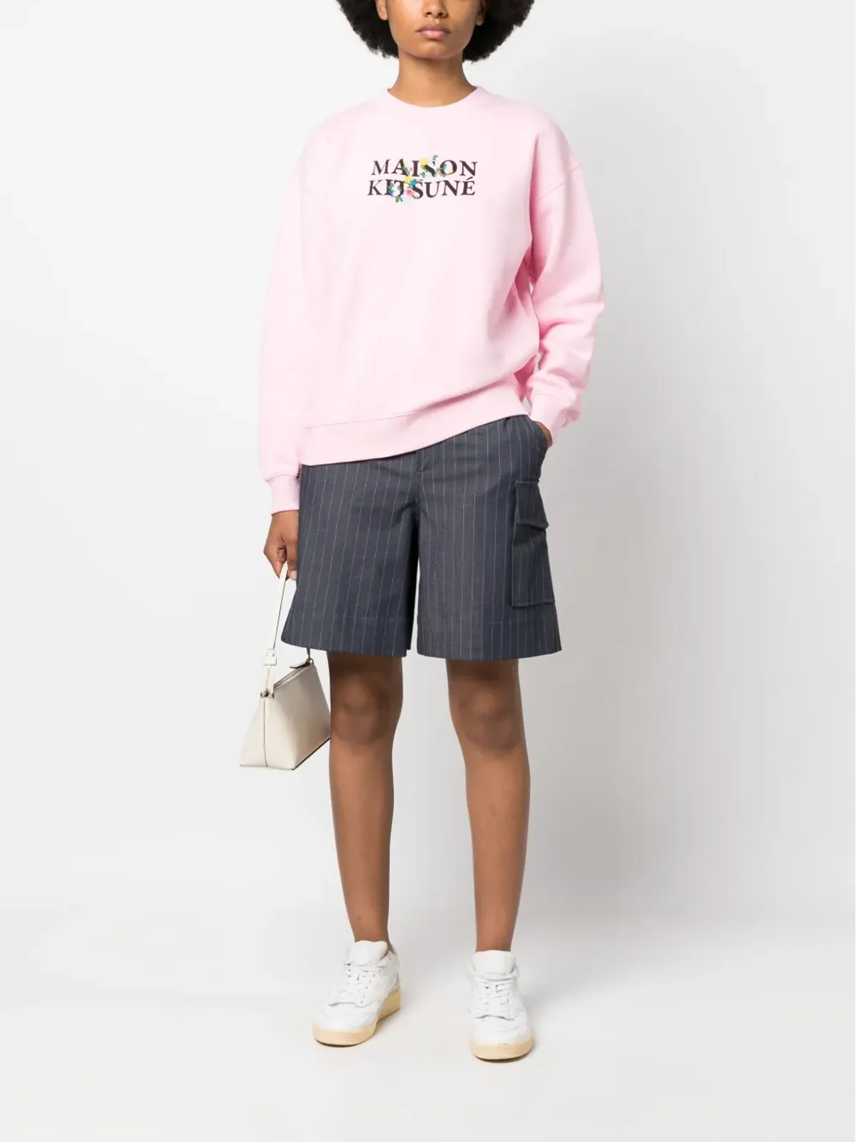 Maison Kitsuné ロゴプリント コットン スウェットシャツ（ピンク） - 画像2