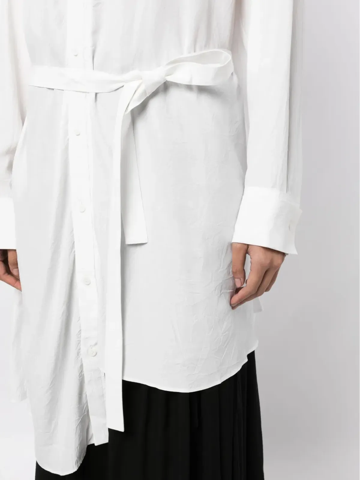 Yohji Yamamoto 結び腰アシンメトリックシャツ - White - 画像5