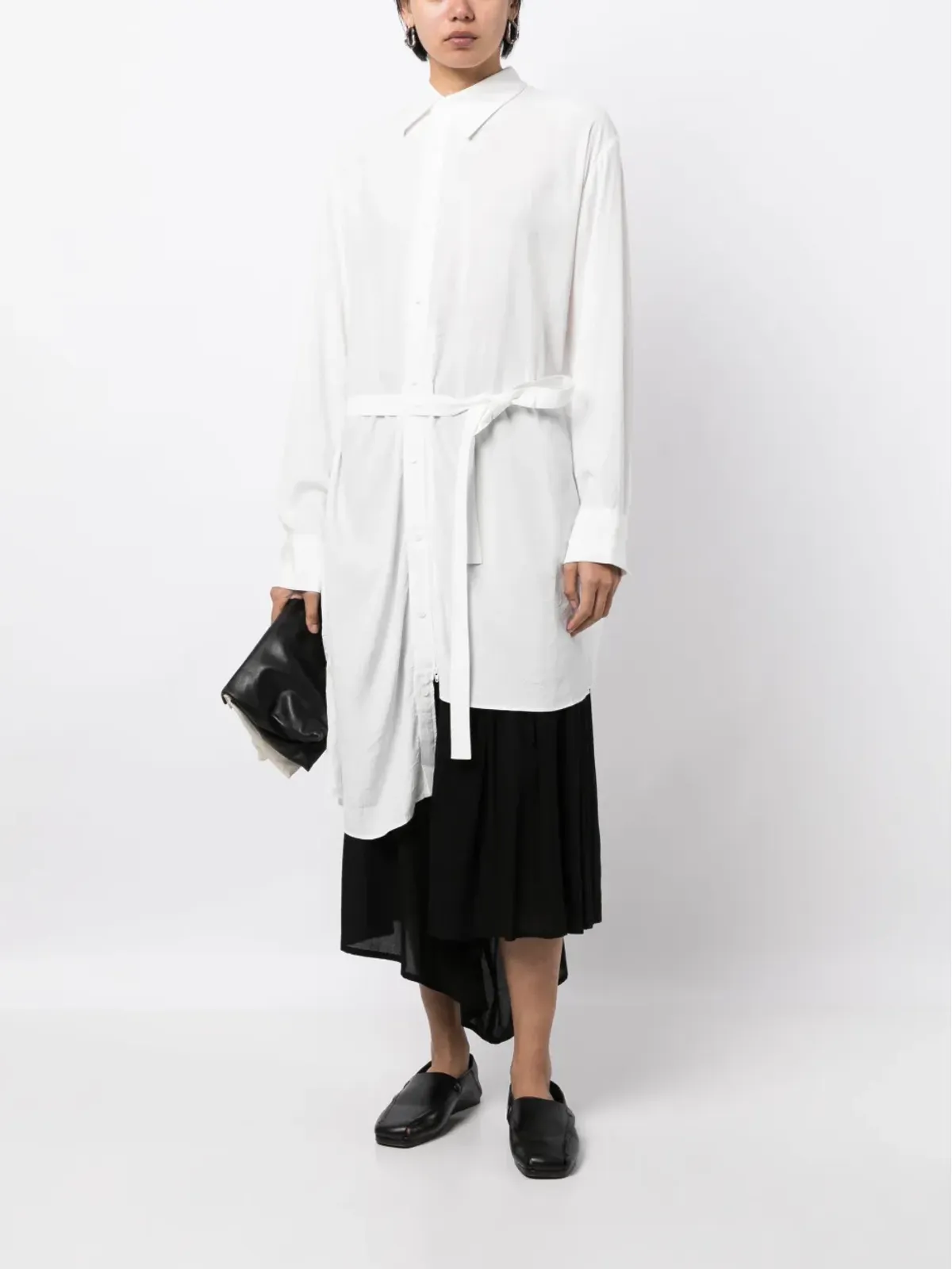 Yohji Yamamoto 結び腰アシンメトリックシャツ - White - 画像2