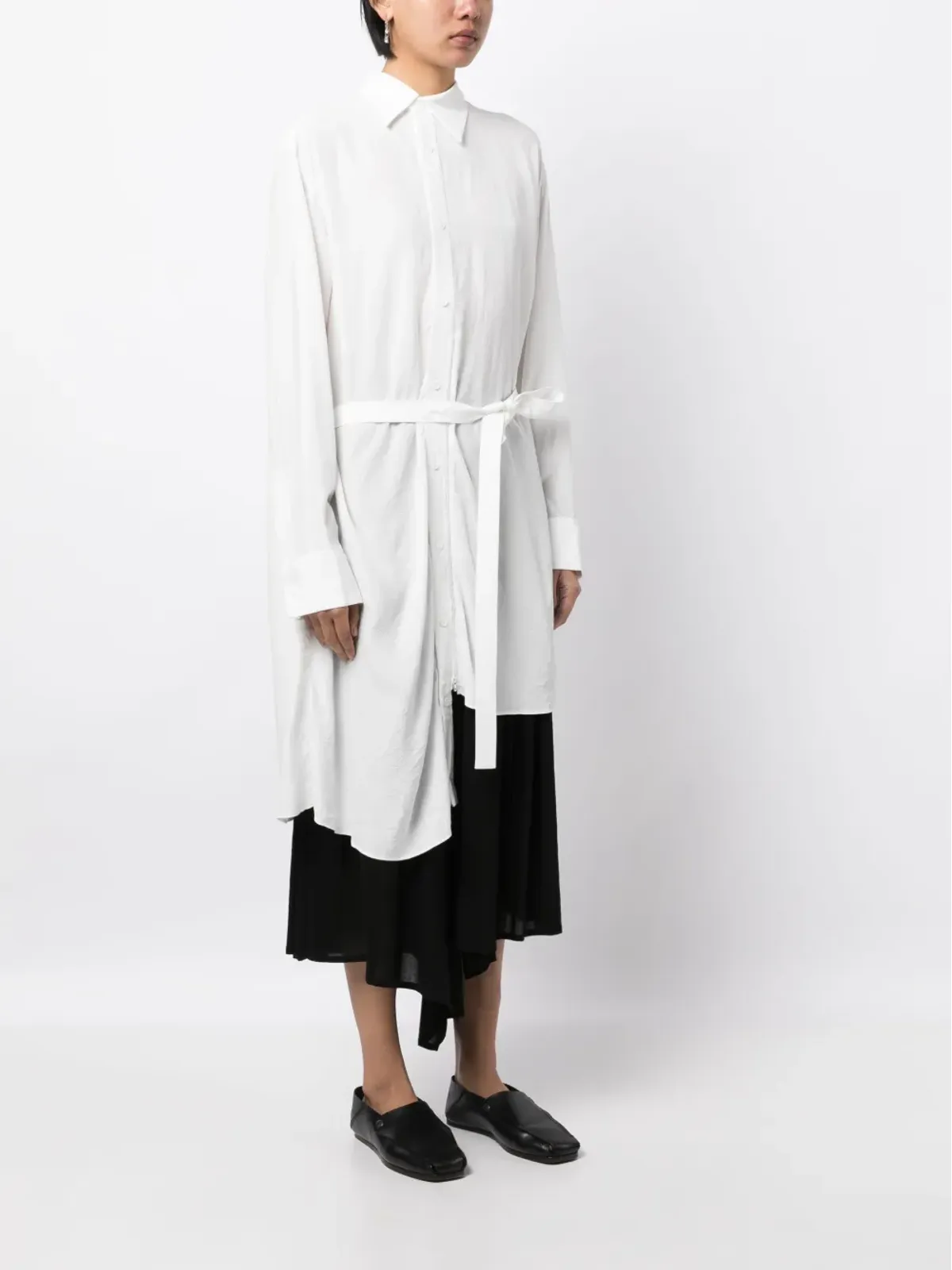 Yohji Yamamoto 結び腰アシンメトリックシャツ - White - 画像3