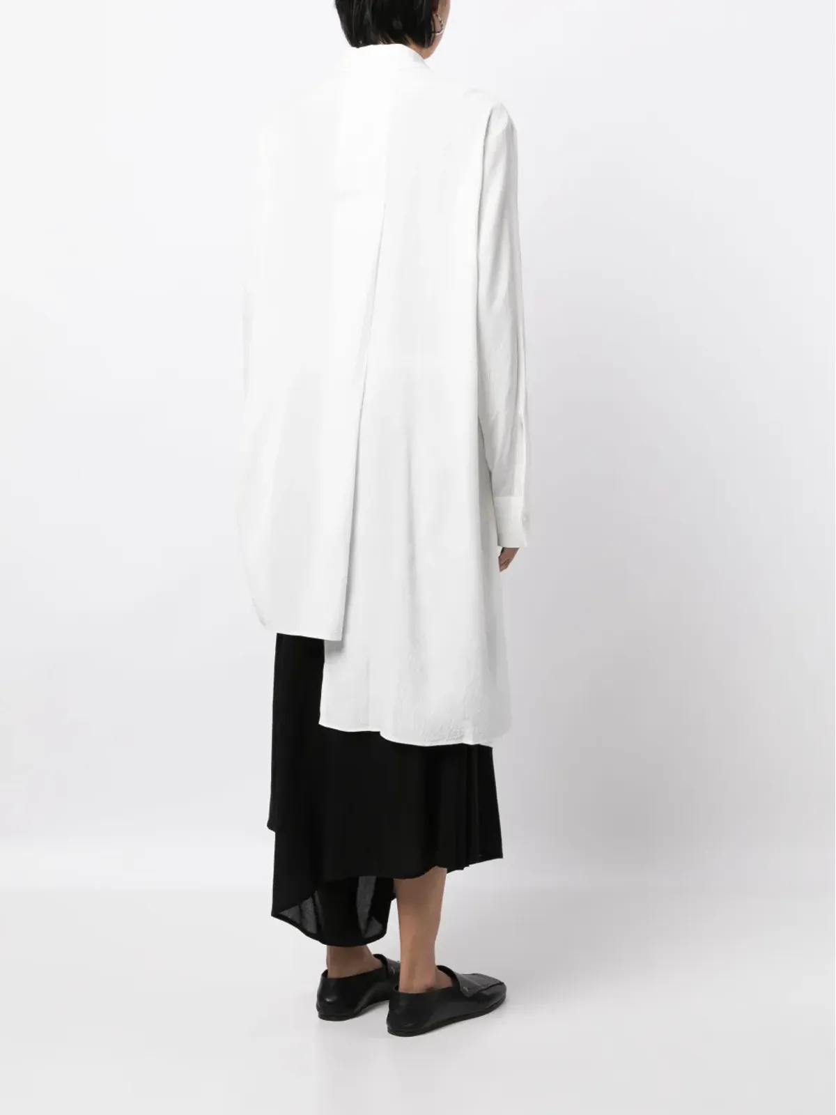 Yohji Yamamoto 結び腰アシンメトリックシャツ - White - 画像4