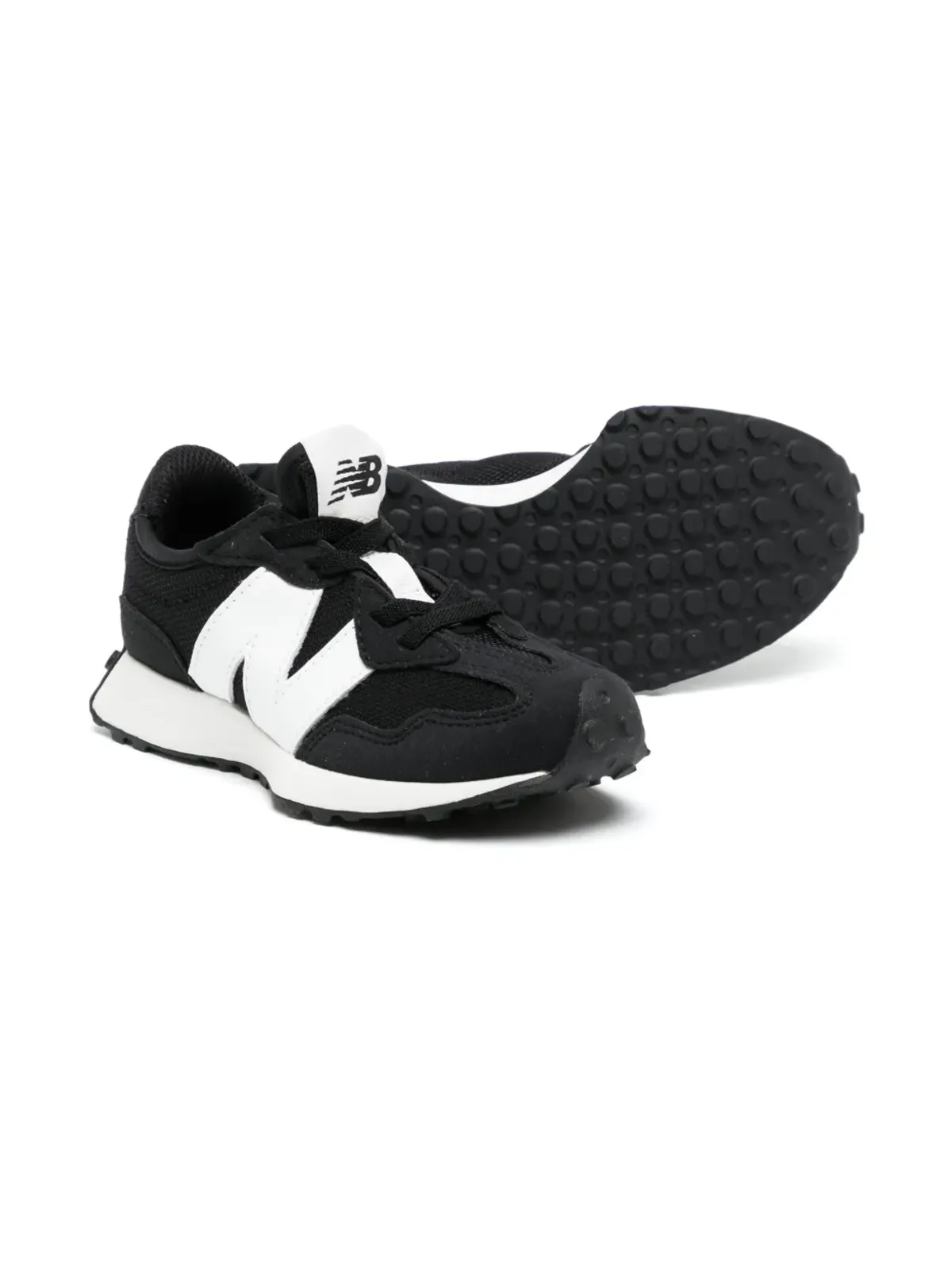New Balance Kids 327 ロゴパッチ パネルデザインスニーカー - ブラック - 画像2