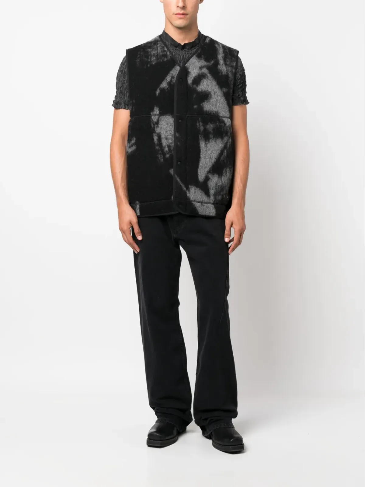 Y-3 グラフィックプリント ウールブレンド ジレ - 画像2