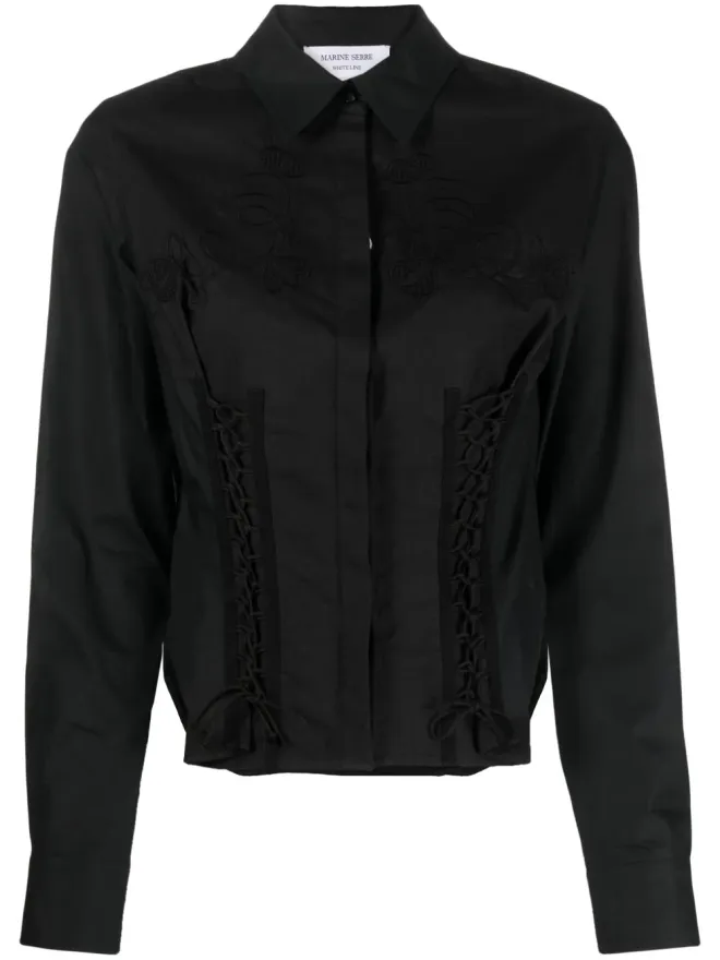 Marine Serre Marine Serre Regenerated Household corset shirt - Blackの商品画像