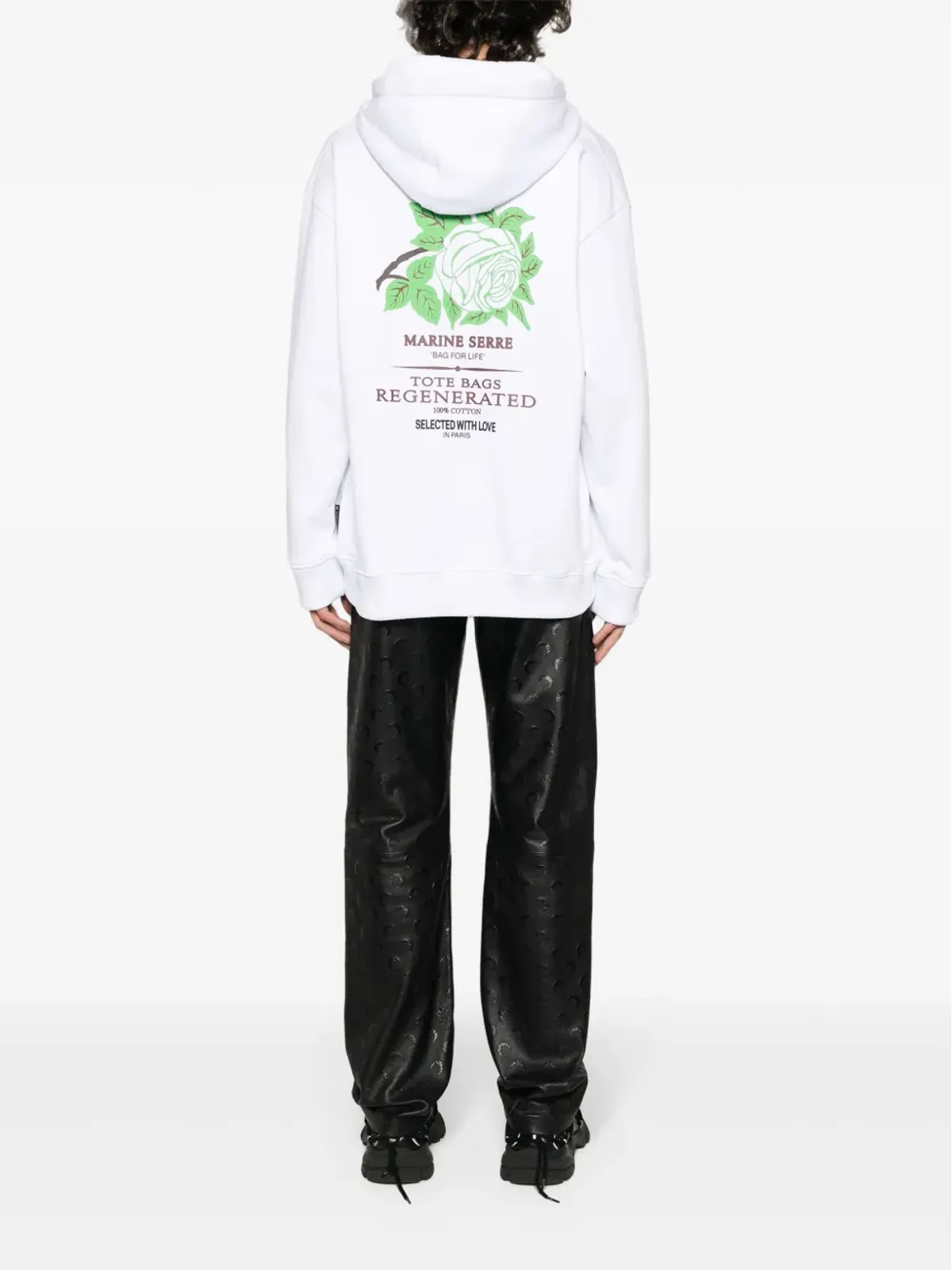 Marine Serre Regenerated Tote Bag コットンフーディー - White - 画像2