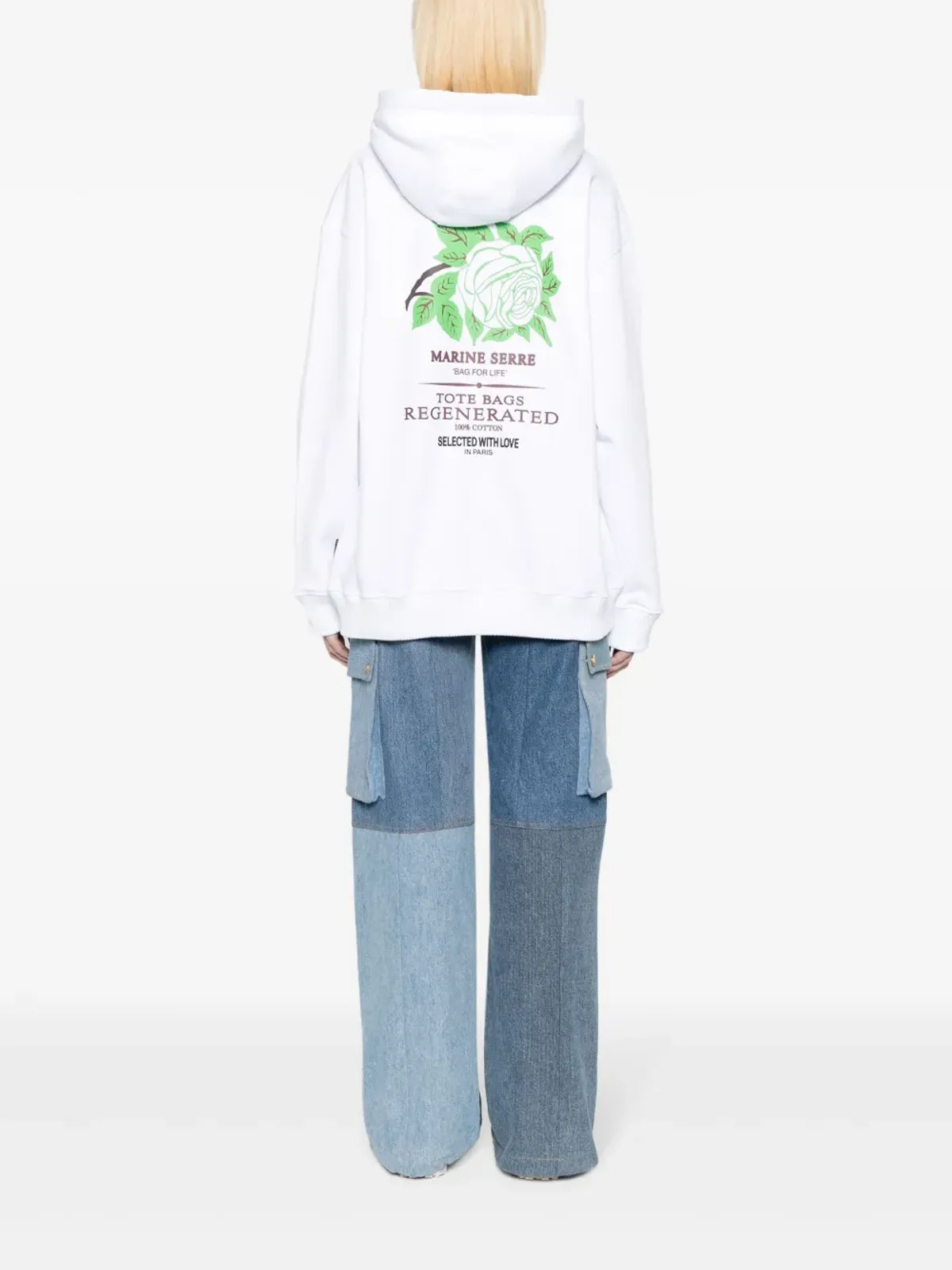 Marine Serre Regenerated Tote Bag コットンフーディー - White - 画像3