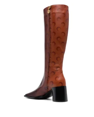 Marine Serre 70mmエアブラッシュレザー膝丈ブーツ - ブラウン - サムネイル3