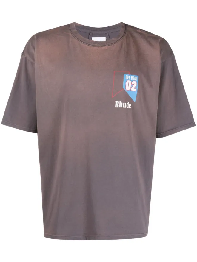 Rhude RHUDE O2 Off-Road プリント コットン Tシャツ - グレーの商品画像