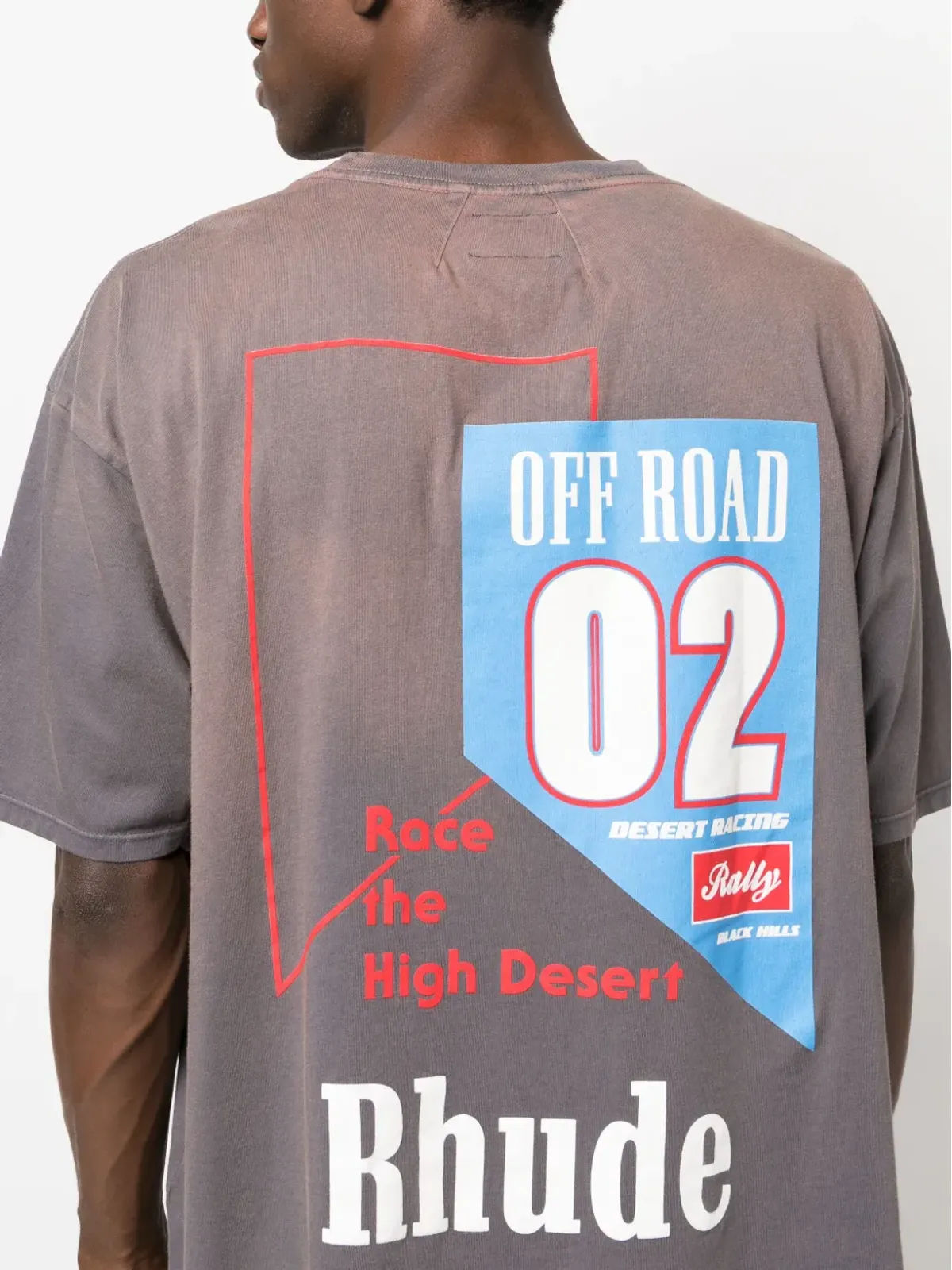 RHUDE O2 Off-Road プリント コットン Tシャツ - グレー - 画像5