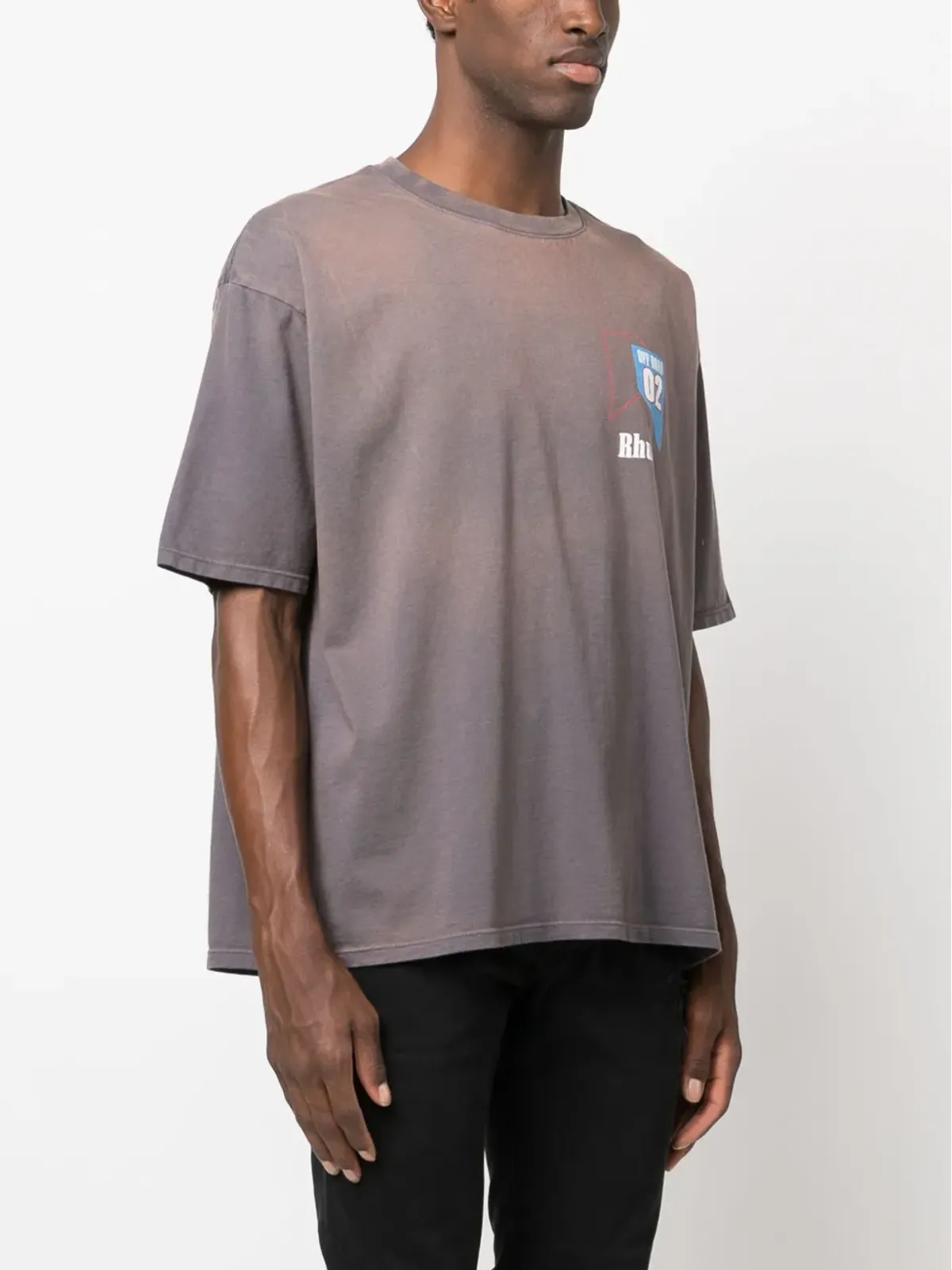RHUDE O2 Off-Road プリント コットン Tシャツ - グレー - 画像4