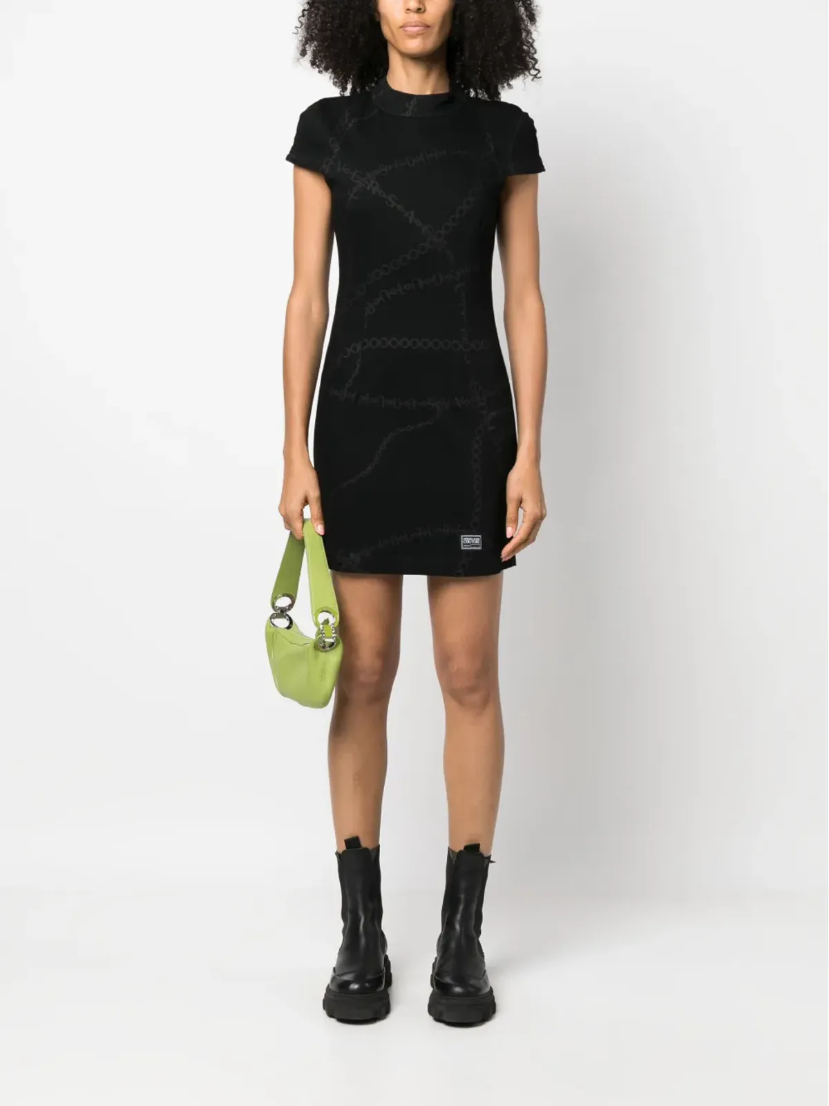 Versace Jeans Couture ロゴプリント半袖ドレス - ブラック - 画像2