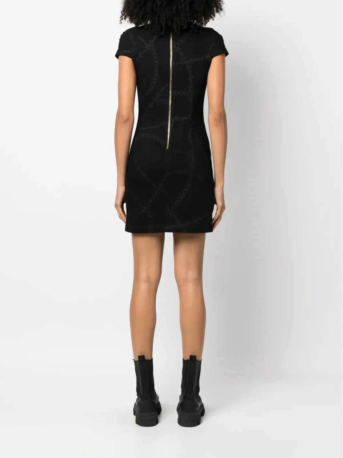Versace Jeans Couture ロゴプリント半袖ドレス - ブラック - 画像4
